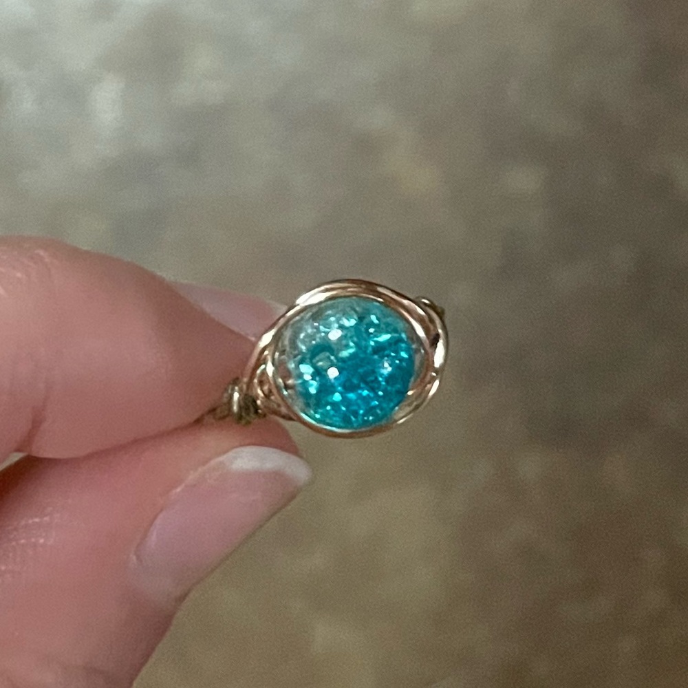 Copper and crystal ring